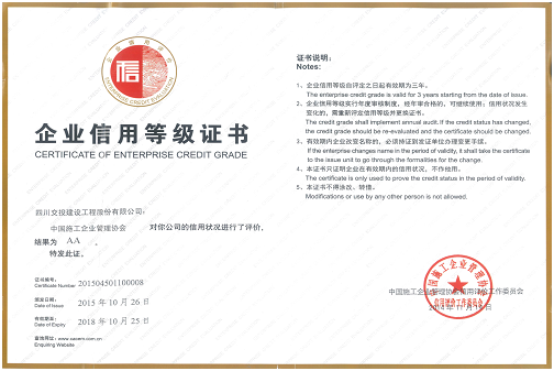 公司獲得“2015年度中國工程建設企業(yè)社會(huì )信用評價(jià)AA級信用企業(yè)”稱(chēng)號